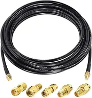 Superbat SMA Male to SMA Female Bulkhead Cable 33ft RG58 Coaxial Cable 50 Ohm SMA Cable +5pcs SMA to SMA/RPSMA Adapter Kit for Ham Radio WiFi Router Antenna Enhancer