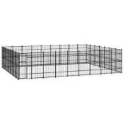 Dog Kennel Steel 58.06m² Large Outdoor Pet Cage Fence Run Pen House Enclosure