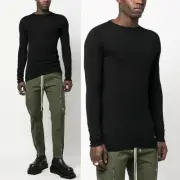 RICK OWENS L Black Fine Virgin Wool Crew Neck Pullover Sweater NWT Sisyphus '18