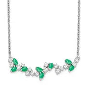 14k White Gold 3/8 Ct. Lab Grown Diamond VS/SI+ G+ and Created Emerald 18 inch Bar Necklace