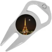 Eiffel Tower Lights Night Golf Ball Marker Divot Repair Tool Bottle Opener