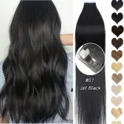 Seamless Tape In Remy Human Hair Extensions Russian Skin Weft Full Head Straight