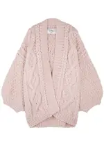 MR Mittens Chunky Cable-knit Wool Cardigan - Light Pink - One Size One Size