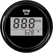ALAGPNPMZH Boat Digital Tachometer Gauge Waterproof 0-9990RPM Tacho Meter with Hourmeter Fit for Diesel Marine Car Boat Accessories 52MM Speedometer(BN)