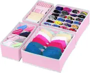 Closet Underwear Organizer Drawer Divider 4 Set,Pink