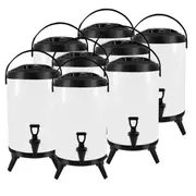 SOGA 8X 10L Stainless Steel Insulated Milk Tea Barrel Hot and Cold Beverage Dispenser Container with Faucet White
