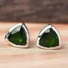 1.20 Ct Trillion Cut Emerald Solitaire Women Stud Earring in Sterling silver