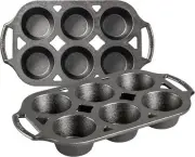 Lodge Cast Iron 2 Piece Muffin Pan Set, Oven Safe, Made in USA