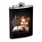 Book Lover Em1 Flask 8oz Stainless Steel Hip Drinking Whiskey