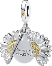 OutstandLong You are My Sunshine Sunflower Bead Charms for Pandora Charm Bracelets Women