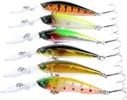 LLEIIshen 6pcs/lot Bait Fishing Lures Set Topwater Carp Fishing Bait Kit Tackle Suit Sale Artificial Hard Bait Minnow Fish Lure Set/1777