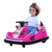 Kids Bumper Car With Remote Control Electric Ride On Toy Race Vehicle DIY Sticker Music LED 360 Degree Spin Twin Motor Pink