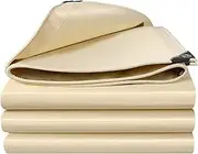 Waterproof Tarpaulin Heavy Duty, 1.2x1.5m 1.2x1.8m 1.5x2m 2x3m 3x4m Thick Tarpaulin Sheet Beige PVC Tarp Cover for Outdoor Garden Furniture Car Caravan(1.8x2.4m)