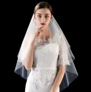 Women White / Beige Bride Hen's Night Head Hair lace Wedding Veil WITH COMB