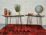 Mid Century Modern HAIRPIN Leg SIDE TABLES / nightstands / end tables