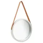 Wall Mirror with Strap 40 cm Silver Decorative Home Accent Modern Design 20362