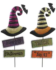 Gerson International Set Of Two 37-In Metal Witch'S Hats With Halloween