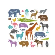 Cartoon Animal Silhouette Wall Sticker Removable Free Combination Wall Decal