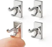 Odoria Dollhouse Hanging Hooks Miniature: 1/12 Scale Towel Hook Wall for Modern Bathroom Kitchen - Mini Coat Hooks Metal Silver 4Pcs