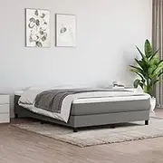 Box Spring Bed with Mattress Dark Grey 153x203 cm Queen Size Fabric,Beds & Bed Frames 57.3KG-3144119