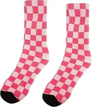 [cyntan] Checkered Socks, Cute Socks for Women for Travel, Running, Daily