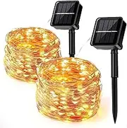 YEPVIE Solar Fairy Lights, 2 x 12 m 100 LED Solar String Lights with 8 Modes, 800 mHA Waterproof Christmas Lights Outdoor for Garden, Bush, Railing and Christmas Decoration