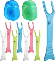 Healifty 8Pcs Reusable Flosser Holders with 2 Rolls Floss Threads for Women and Men Cleaning Teeth
