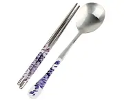 Portable Dinnerware Set Stainless Steel Fork Spoon Chopsticks 2-Piece Travel Friendly Compact Durable