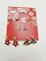 Kohl's Women's Christmas Earrings 5 Pair Balls Trees Snowflakes Flowers Trees