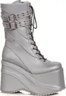 Ellie Sharla 5" Chunky Heel Platform Ankle Boots Silver Club Kid Drag Queen Goth