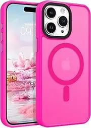 ROUMAYMAY Case for iPhone 12 Pro Max Case, Strong Magnetic [Compatible with MagSafe] Military Grade Protective Slim Translucent Matte Skin Smooth Phone Case for iPhone 12 Pro Max Cover, Hot Pink