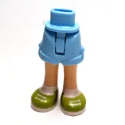 Lego - Mini Doll Legs -Blue Shorts, Green Shoes, Tan Skin
