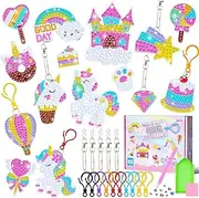 5D Gem Diamond Art Kit for Kids, Make Your Own Gem Art Keychains by Number, Cartoon Diamond Art Easy Kits, DIY Crafts Birthday Gifts Thanksgiving Christmas for Girls Boys Ages 6-8-12 (Unicorn)