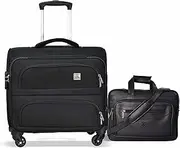 SWISS MILITARY Soft Sided Laptop Roller Case, Trolley Suitcase Luggage 32 Liters Black Color, LTB7, Black, LTB7+PLB1, Luggage