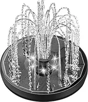 Solar Fountain Glass Panel with 2200 mah Battery, 3.5W Floating Solar Water Fountain with 4 Fixed Rods, Solar Fountain Pump for Bird Bath, Garden, Pond, Pool, Outdoor-White Lights