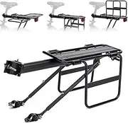 [Kcolly] Aluminum Alloy Bike Cargo Rack with Foldable Wide Wings Quick Release Rear Bike Rack