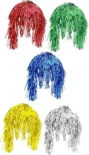 HAKIDZEL 5pcs Charming Glitter Tinsel Wigs for Women Men Party Hair for Costume Cosplay Themed Events Shiny Metallic Fake Hair for Disco Holiday Celebrations