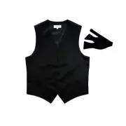 New Men's Vesuvio Napoli Tuxedo Vest Waistcoat Self-tie Bowtie prom party Black
