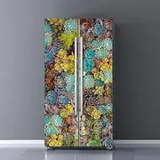 Nature Art Self Stick Vinyl Door Mural Sticker, Peel and Stick Removable Refrigerator Wrap Decal, Succulent Plant, 32.3x78.7, 2 Pcs Set
