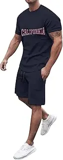 [DoMyStar] Mens Pants Suit Oversized T Shirt Set Two Piece Men's Short Sleeved Top Fashion T Shirt Summer Loose Mens Tux
