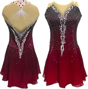[Zagitova] Figure Skating Dress for Girls Gradient Women Ice Competition Dance One Piece Outfit with Shiny Rhinestone