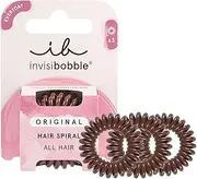 invisibobble Original Hair Scrunchie Pretzel Brown I 3 x Spiral Hair Bobbles Brown for Girls, Women and Men I Designed in the Heart of Munich