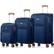 CHAMPS C5010-NAVY Classic 3-Pc Softside Luggage Set TSA Lock 360-Wheel Navy Blue