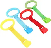 Abaodam 4Pcs Crib Hanging Ring Hand Pull Ring for Standing Support Bright Colors for Play and Walking Development Portable Nursery Cot Pull Up Rings