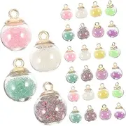 [COHEALI] Glass Ball Pendant Charms 60pcs Set Jewelry Making Kit Glass Ball Charms for Necklace Keychain Bracelet Diy Craft