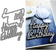 DzIxY English Words Happy Birthday Metal Cutting Dies for Card Making Kit Embossing Paper Die Cuts Set Scrapbook Stencils Supplies Machine Templates