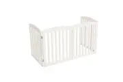 Freestanding Pet Dog Gate Wooden 4 Panel Barrier Security Gate Door Fence White