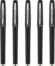 Black Ink Rollerball Pens 1.0mm Ballpoint Tip for School Office Business (Pack of 5)