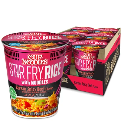 Nissin Cup Noodles Stir Fry Rice with Noodles, Spicy Beef Flavor, 2.68 Ounce (Pa
