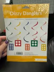 Block Party Multicolor 5ct. Dizzy Danglers Party Decoration New!!!